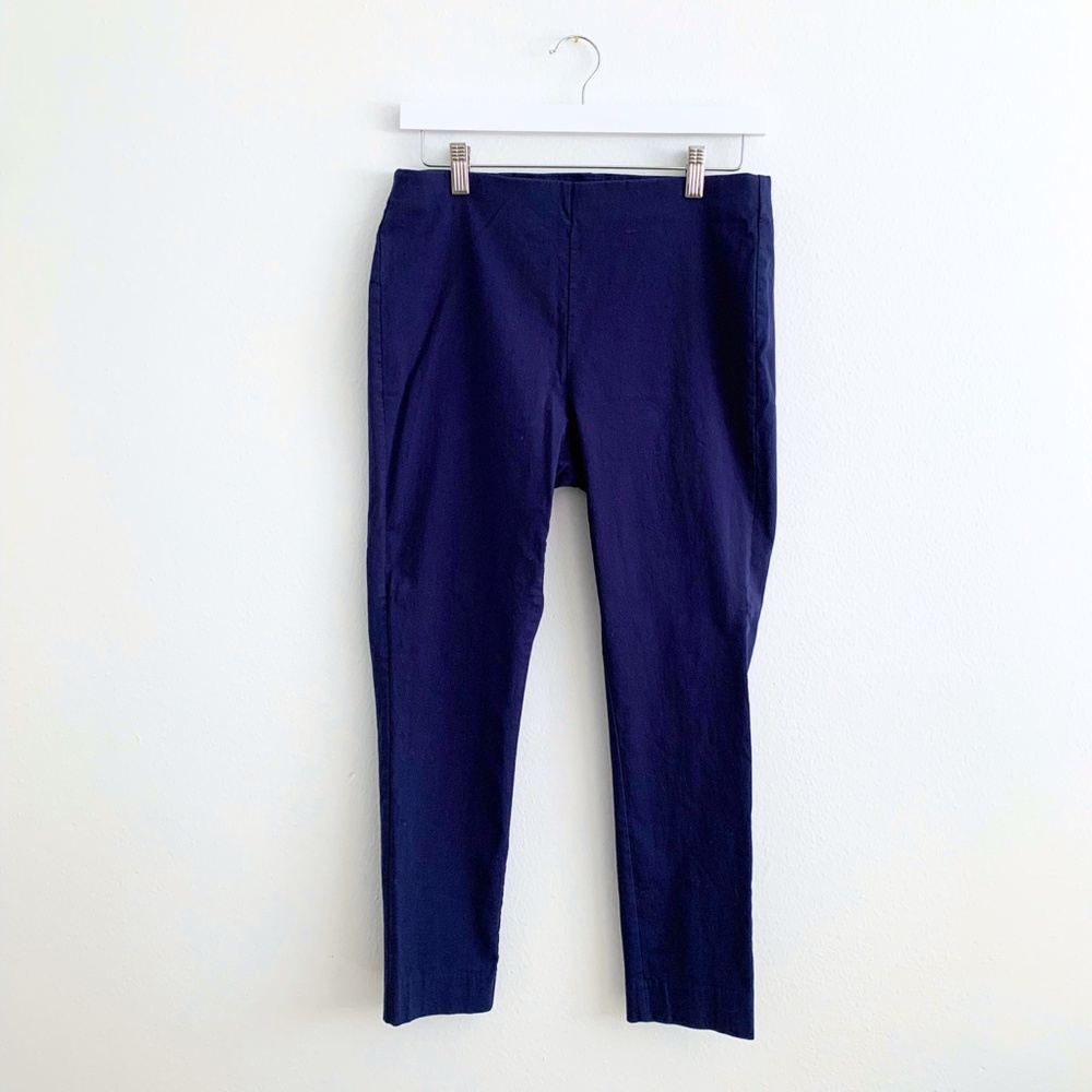 Michael Kors Chic Womens Cropped High Rise Trouser Pull on Pants  Blue Large